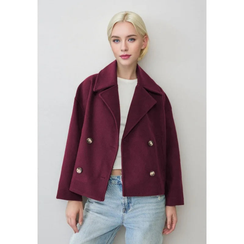 Aveline | Women’s Cropped Coat with Double-Breasted Front