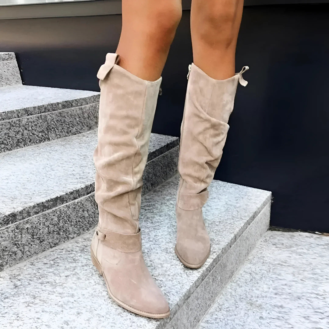 Elina | Women’s Knee High Boots with Soft Suede Look