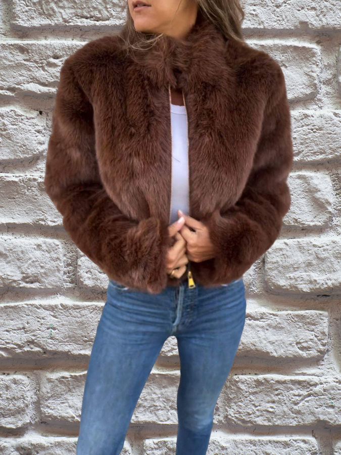 Zavelle | Women’s Cropped Jacket featuring a plush textured finish