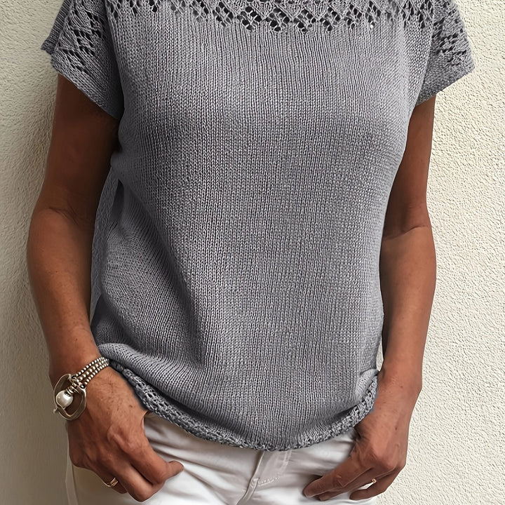 Zenvira | Women’s Short Sleeve Top with decorative pattern finish