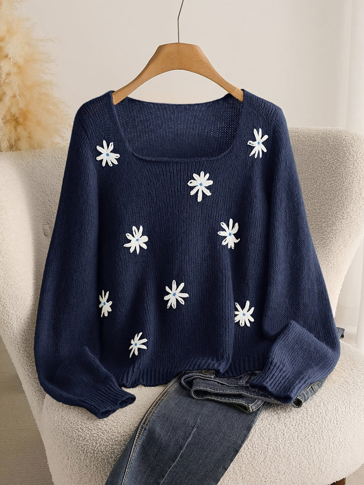 Solvienne | Women’s Jumper with floral elements and laid-back form