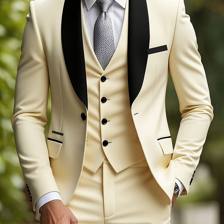 Navaro | Men’s Three-Piece Suit featuring contrast lapels