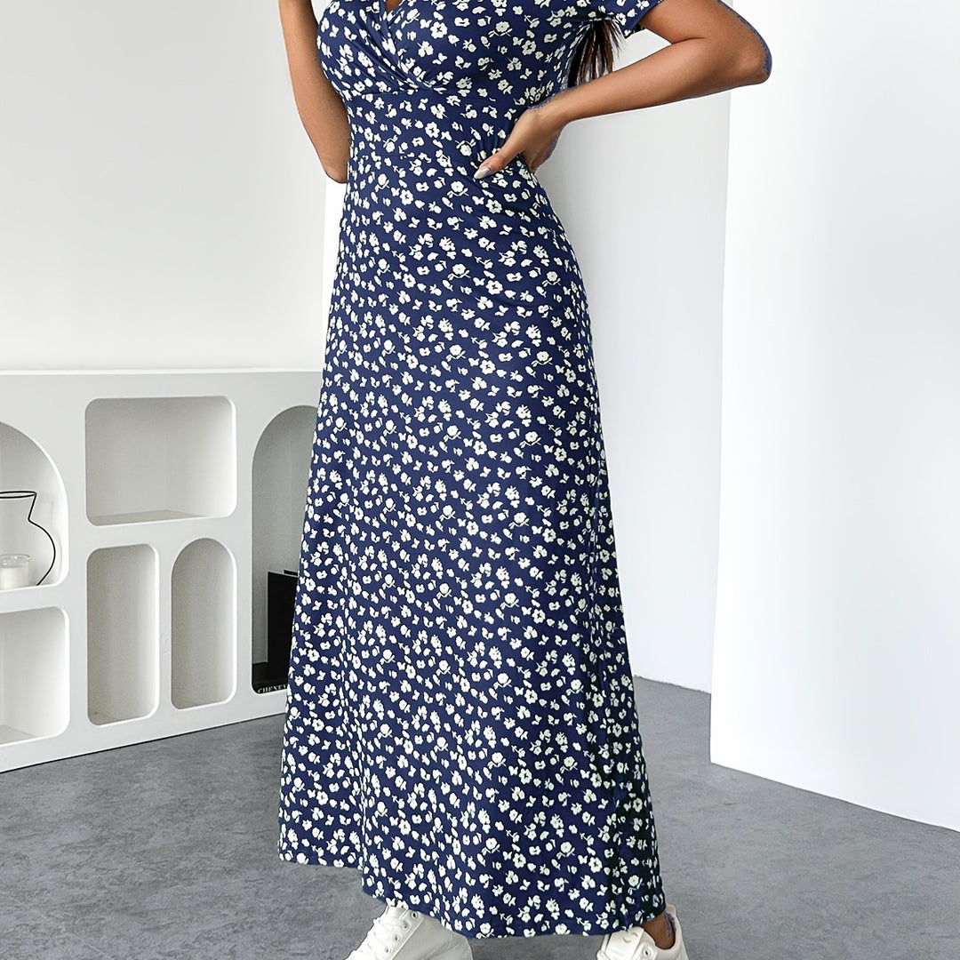 Elyara | Women’s V-Neck Maxi Dress with wrap-style bodice and floral print