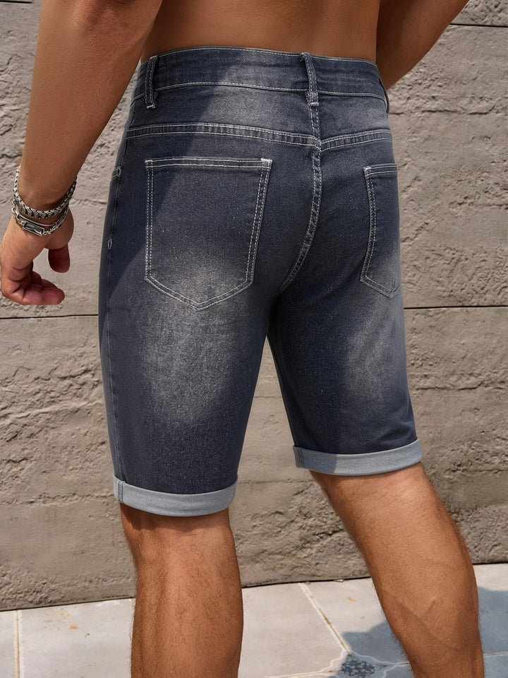 Dravon | Men’s Slim-Fit Denim Shorts with casual rolled hem