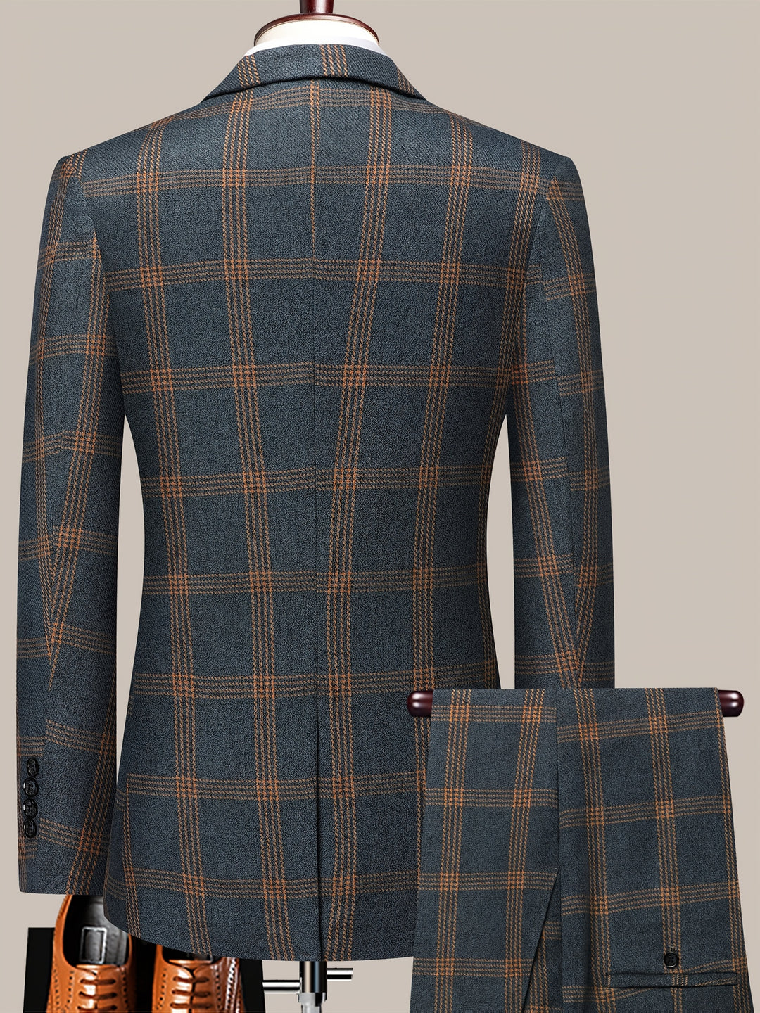 Orvex | Men’s Check Suit designed for formal and evening put on