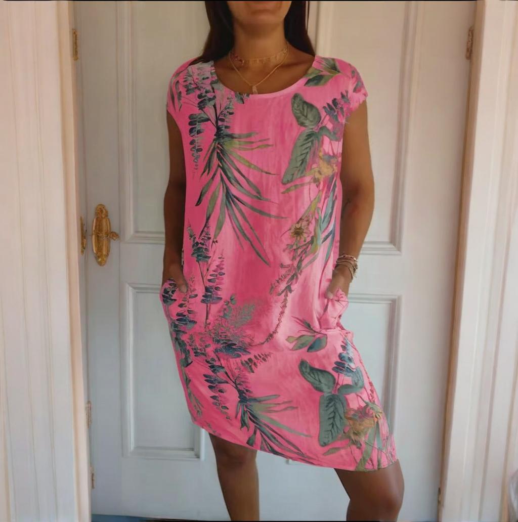 Luvirae | Women’s Printed Shift Dress with short sleeves and side holders