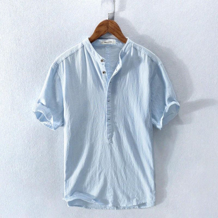 Soren | Men’s Short Sleeve Henley Shirt featuring button placket