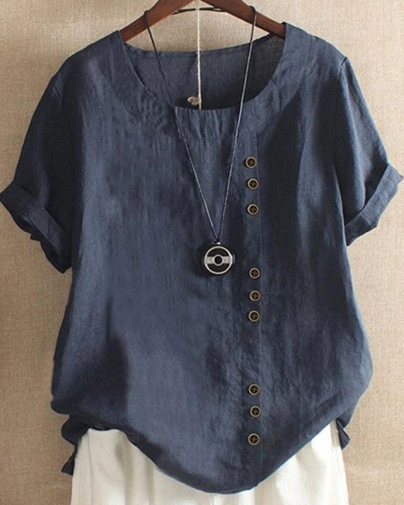 Mireya | Women’s Button Detail Top with Relaxed Form