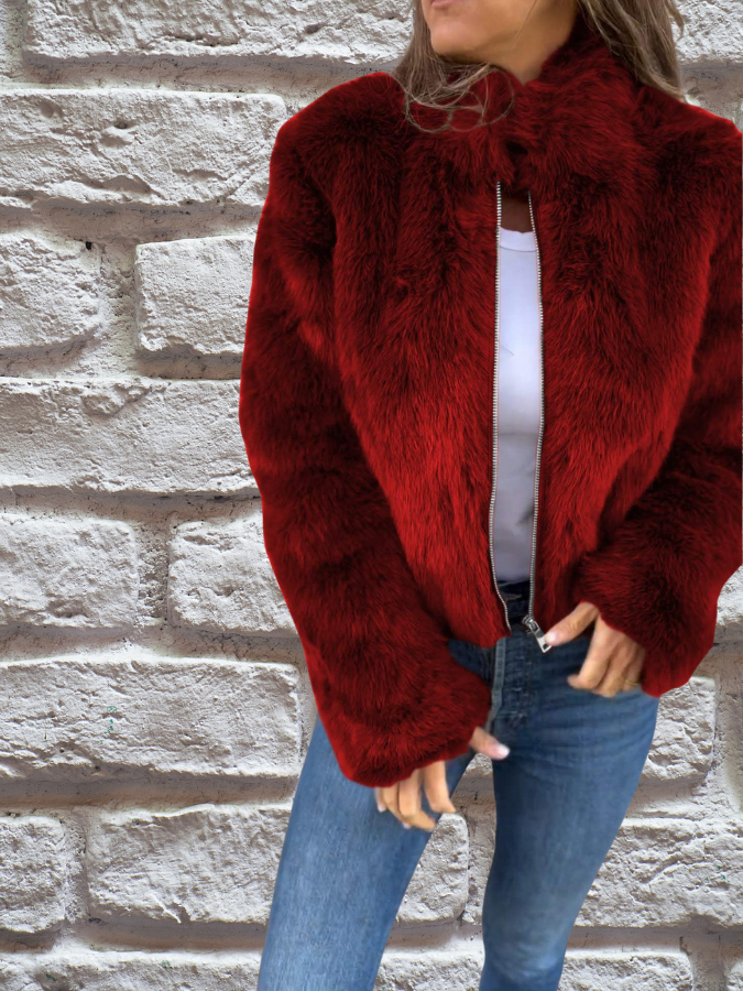 Zavelle | Women’s Cropped Jacket featuring a plush textured finish