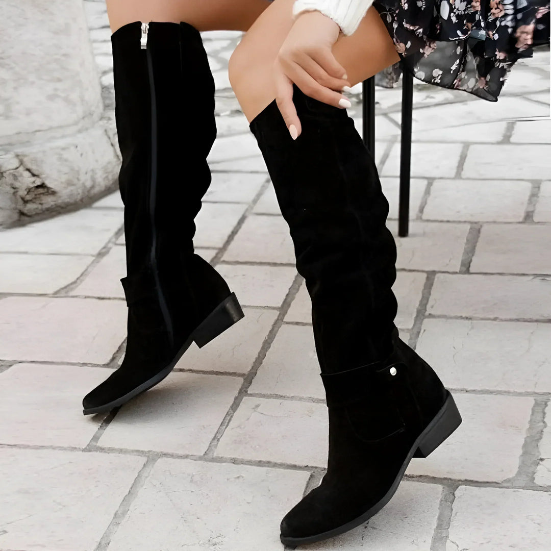 Elina | Women’s Knee High Boots with Soft Suede Look