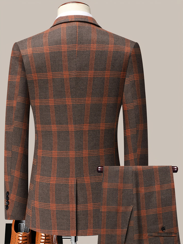Orvex | Men’s Check Suit designed for formal and evening put on