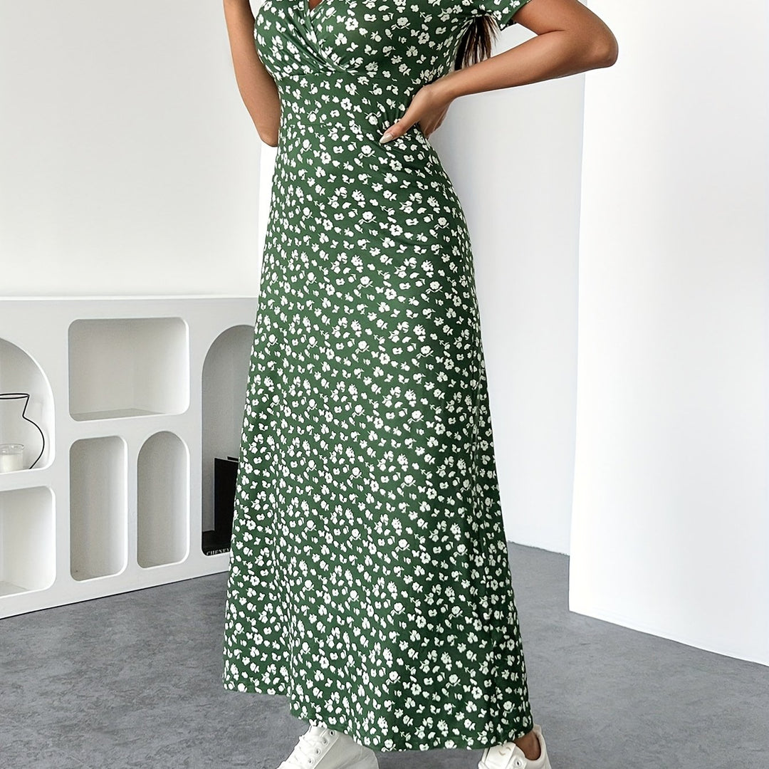 Elyara | Women’s V-Neck Maxi Dress with wrap-style bodice and floral print