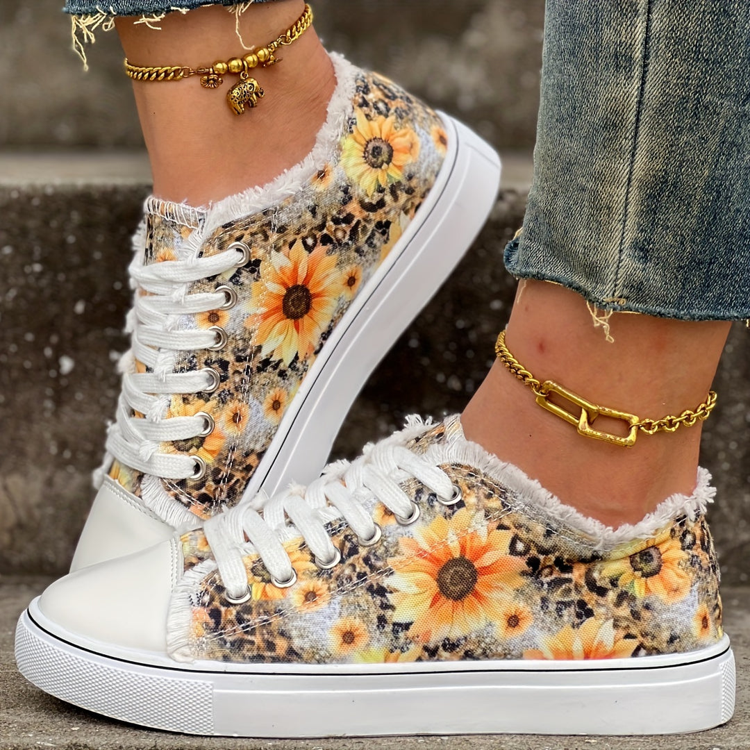 Florique | Women’s Lace-Up Trainers with floral statement design