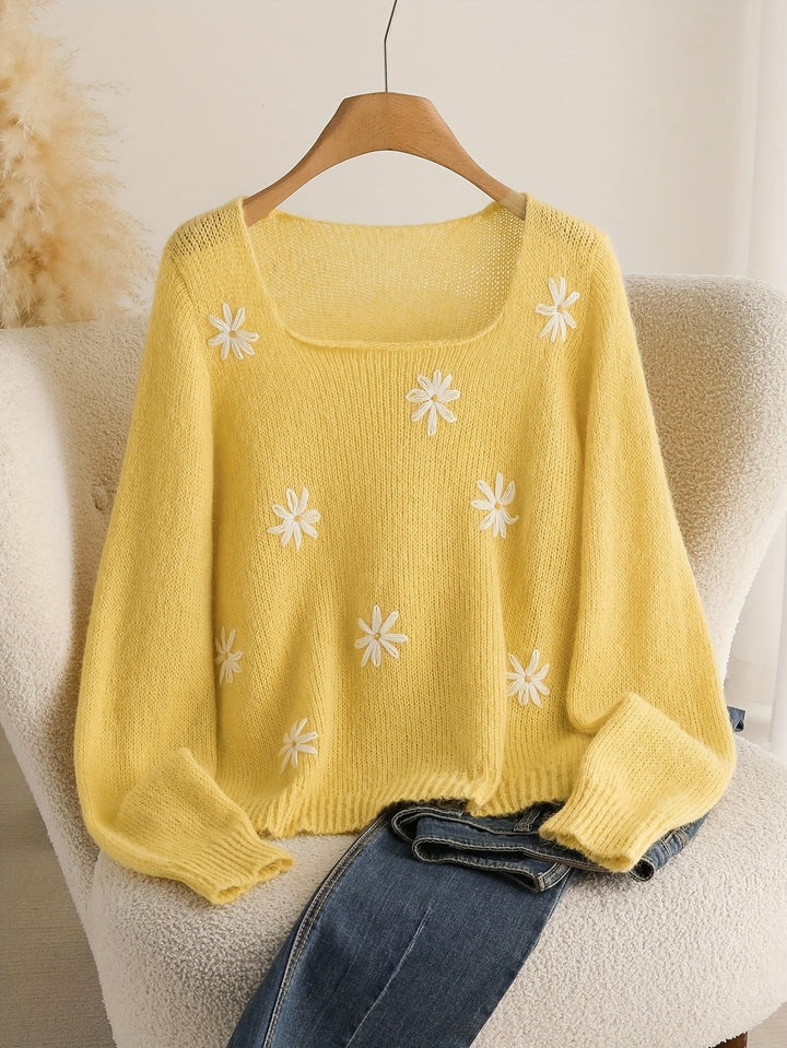 Solvienne | Women’s Jumper with floral elements and laid-back form