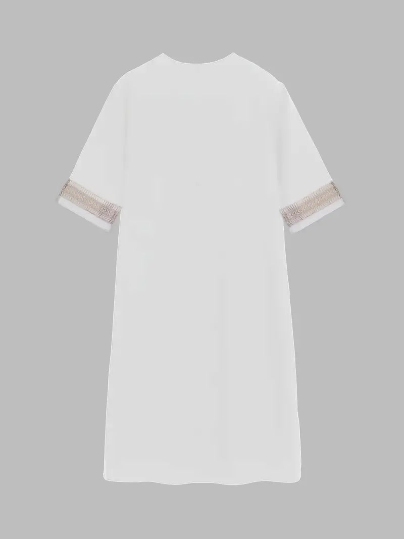 Liora | Women’s V neck dress with lace trim