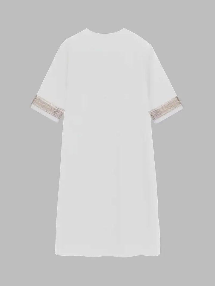 Liora | Women’s V neck dress with lace trim