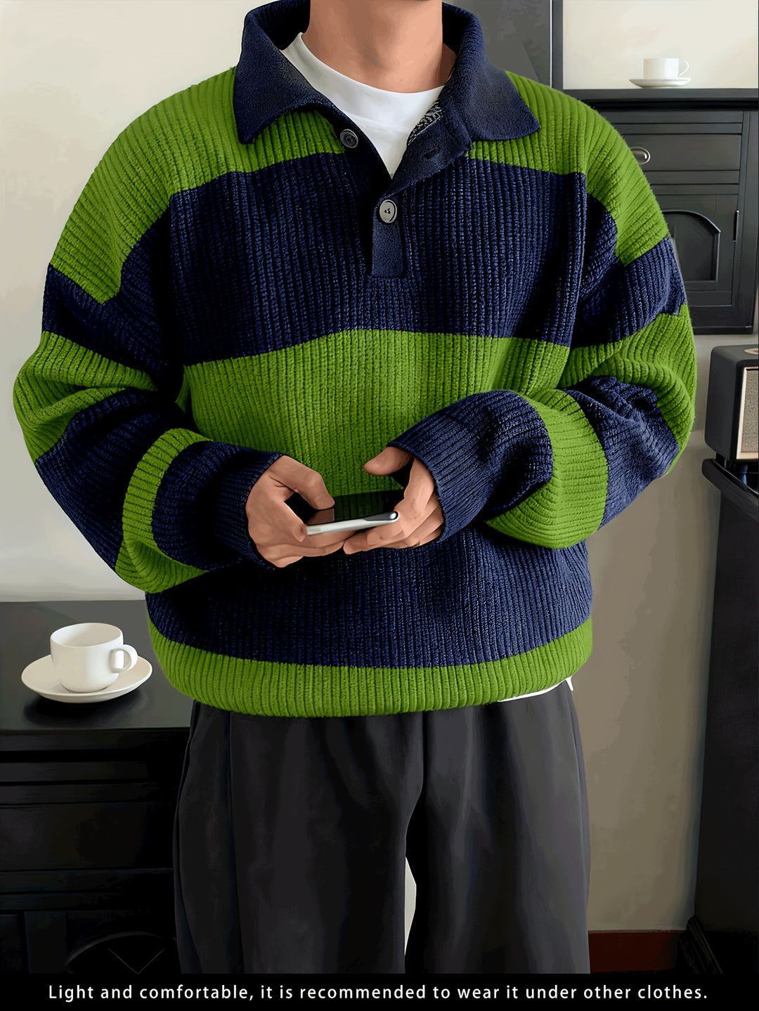 Orvane | Men’s Colour Block Pullover with collared neckline