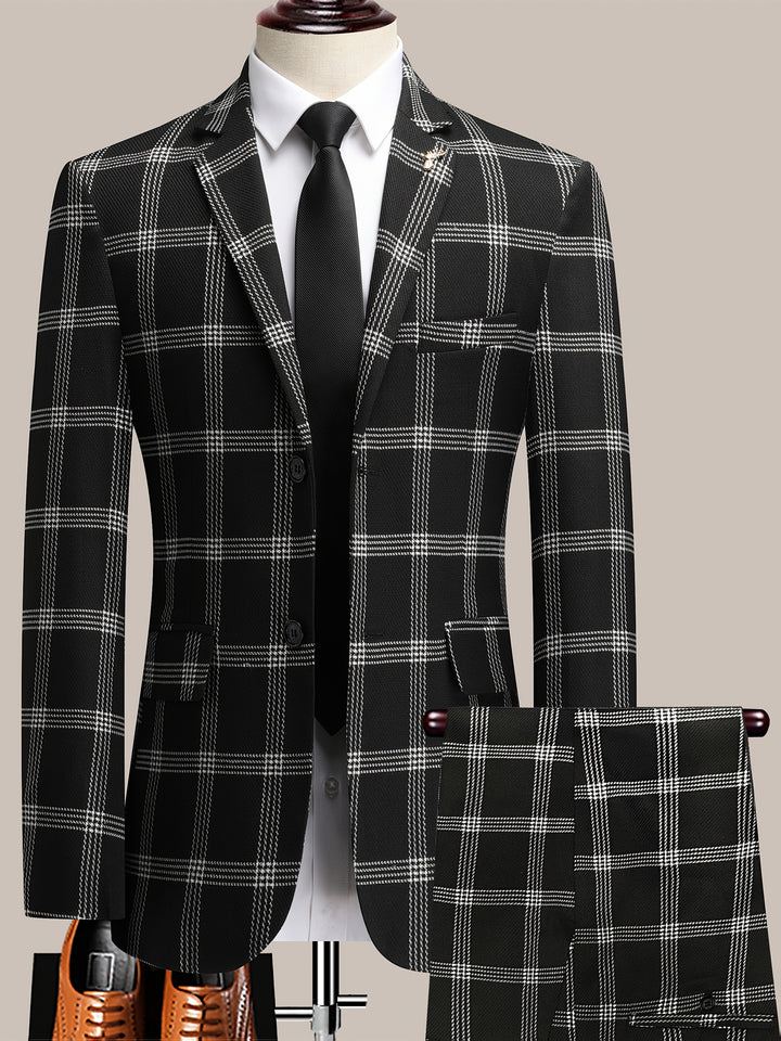 Orvex | Men’s Check Suit designed for formal and evening put on