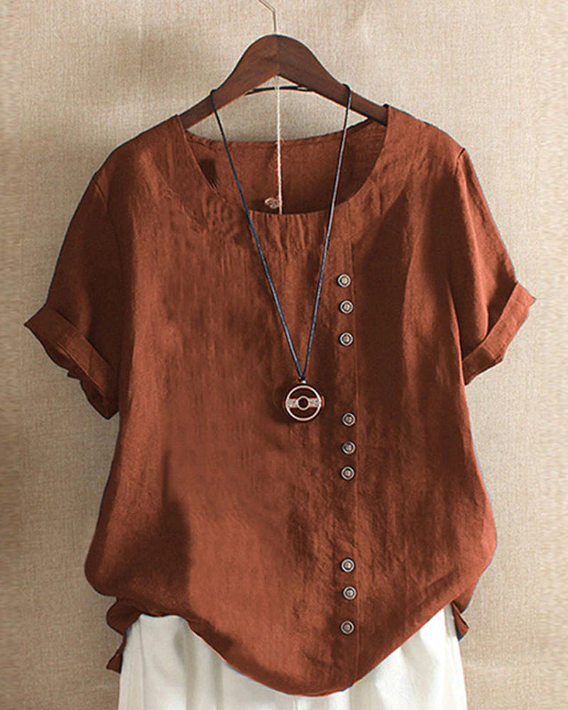 Mireya | Women’s Button Detail Top with Relaxed Form