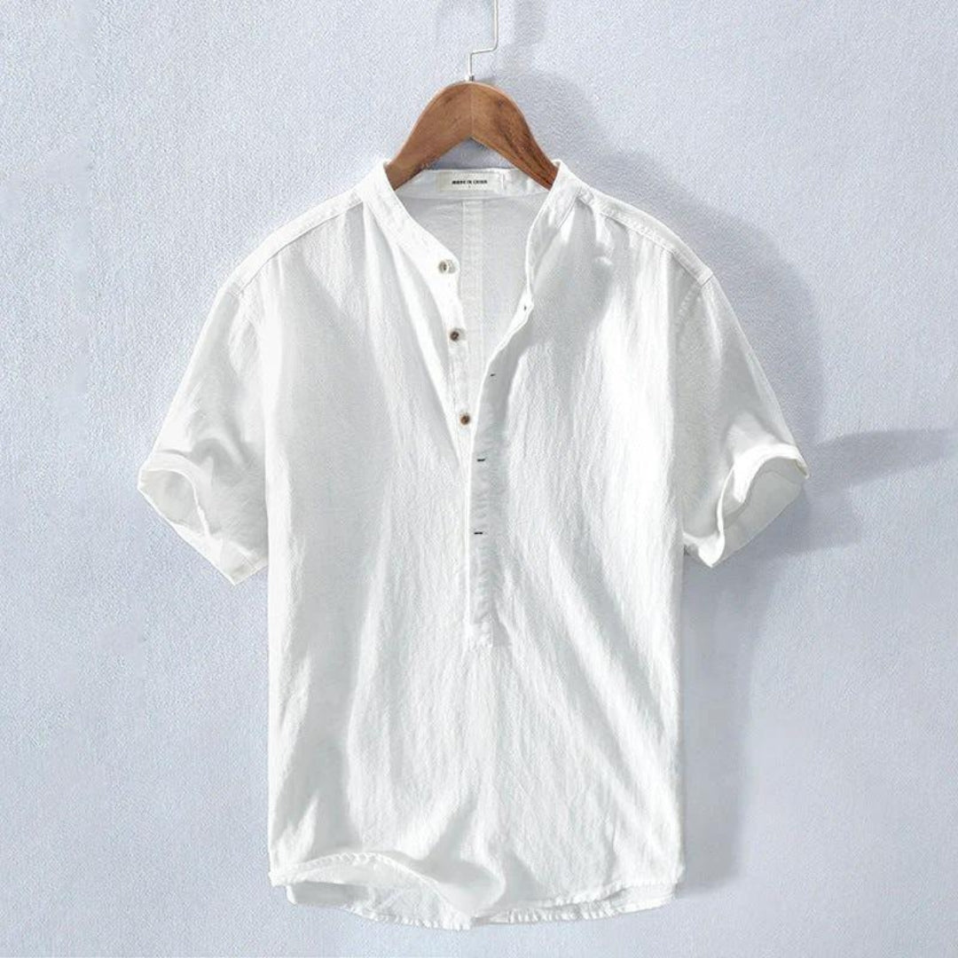 Soren | Men’s Short Sleeve Henley Shirt featuring button placket