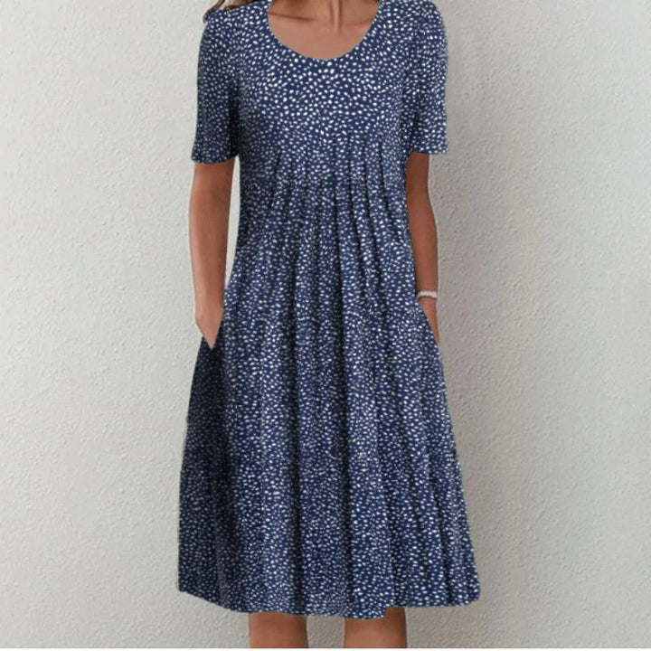 Melira | Women’s Floral Dress with Round Neck and Short Sleeves