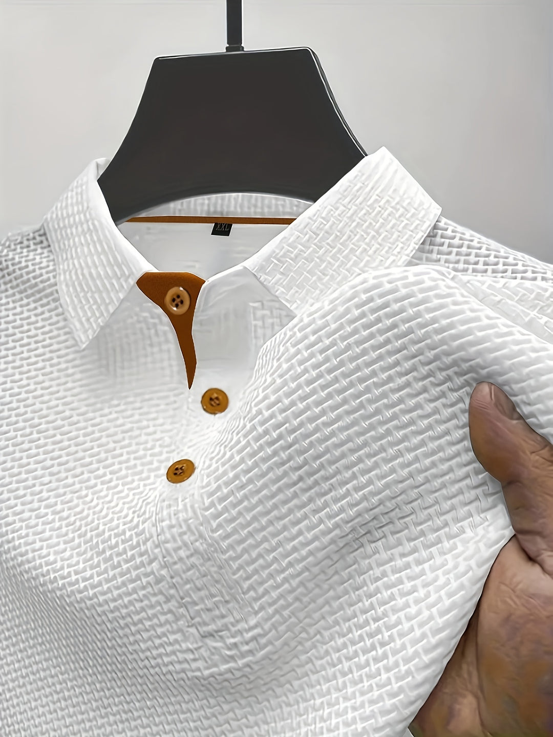 Kaelric | Men’s Textured Polo Shirt with buttoned placket