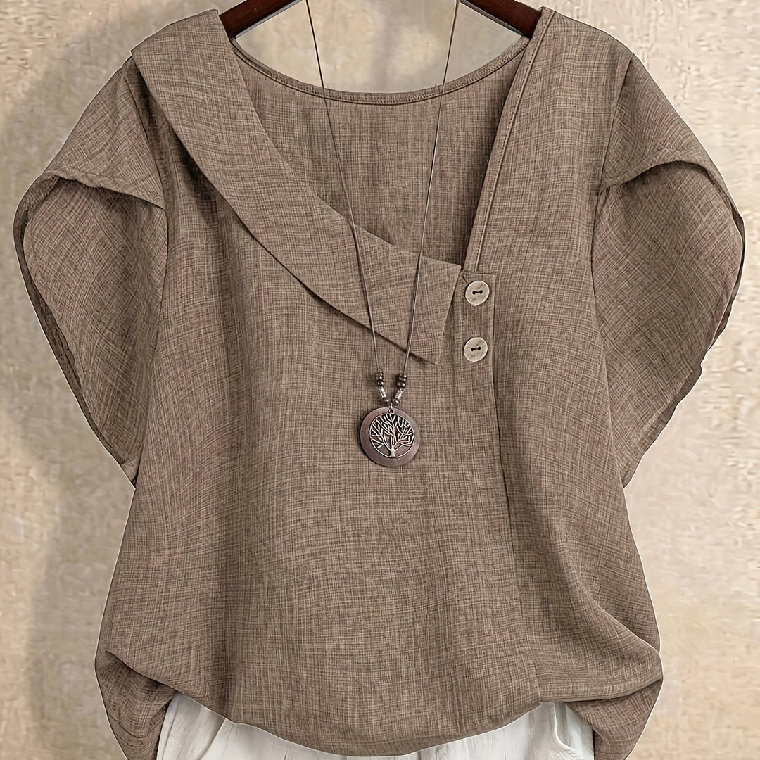Anessa | Women’s Asymmetric Blouse with Draped Collar