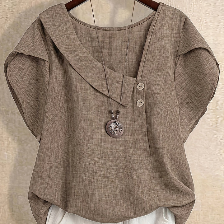 Anessa | Women’s Asymmetric Blouse with Draped Collar