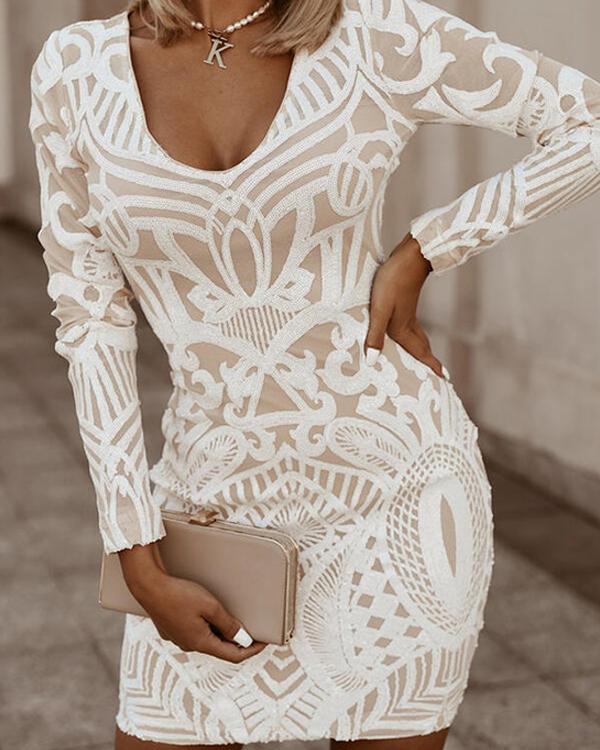 Elara | Women’s Bodycon Dress with Long Sleeves and Textured Design