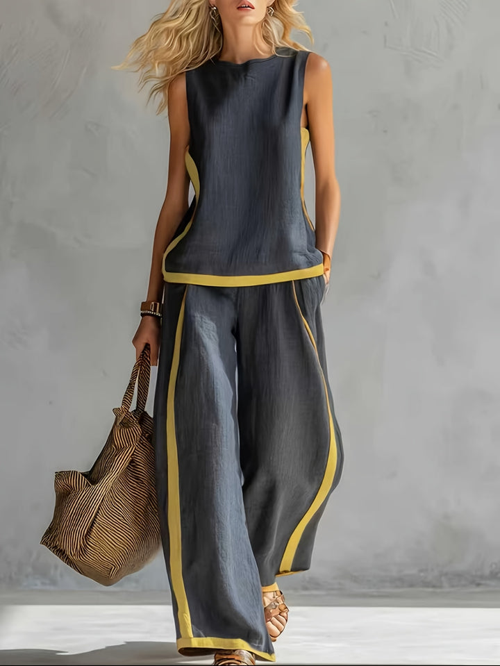 Robyn | Women’s Wide-Leg Co-Ord Set with Contrast Trim