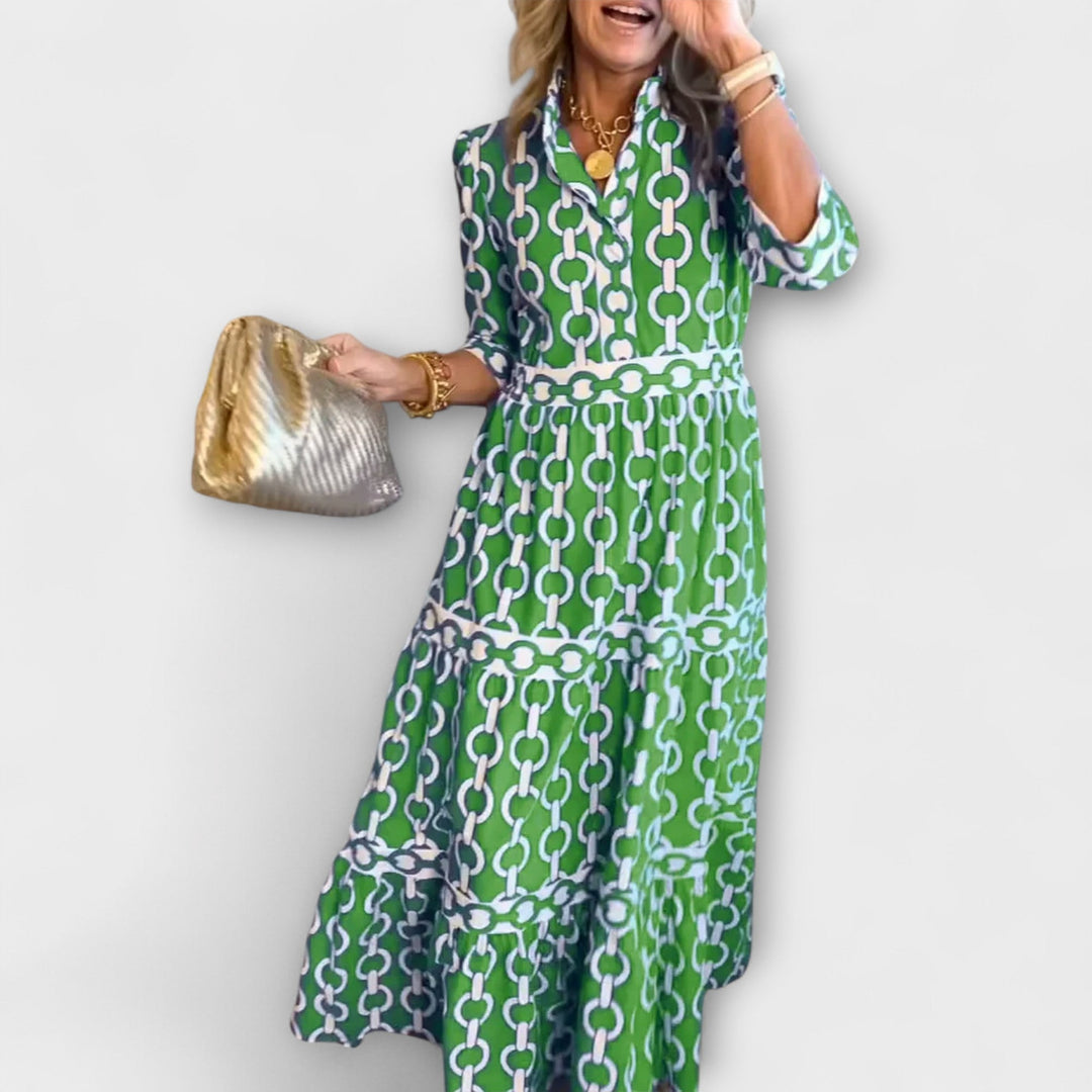 Camilla | Women’s Chain Print Midi Dress for Smart Days