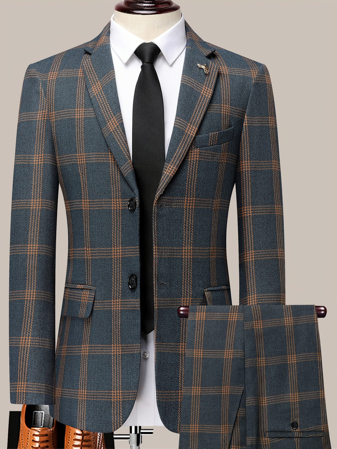 Orvex | Men’s Check Suit designed for formal and evening put on