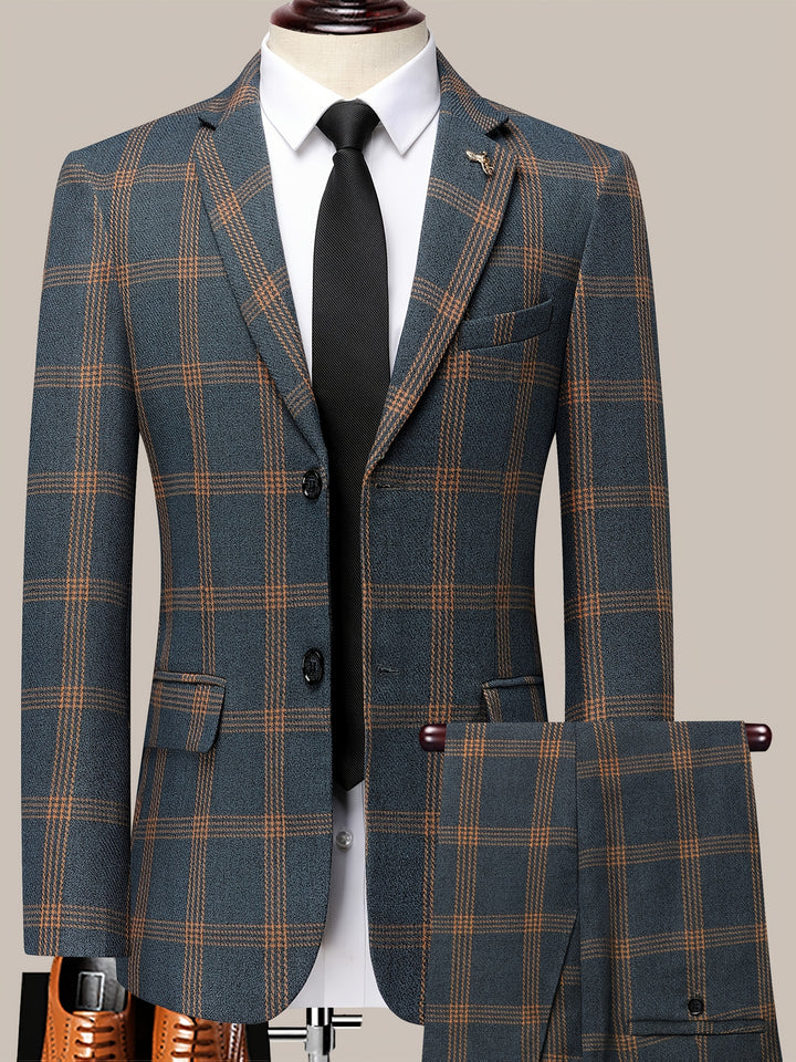Orvex | Men’s Check Suit designed for formal and evening put on
