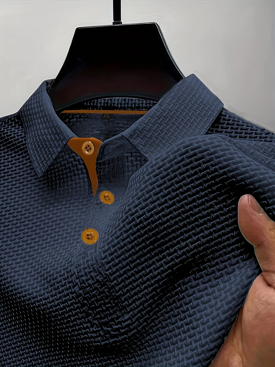 Kaelric | Men’s Textured Polo Shirt with buttoned placket