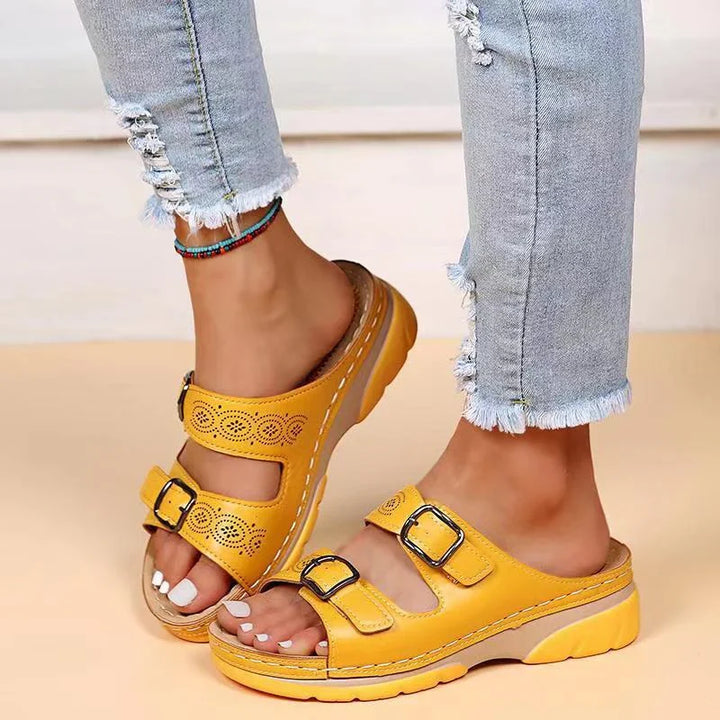 Eryndra | Women’s Slide Sandals featuring Double Buckle Design