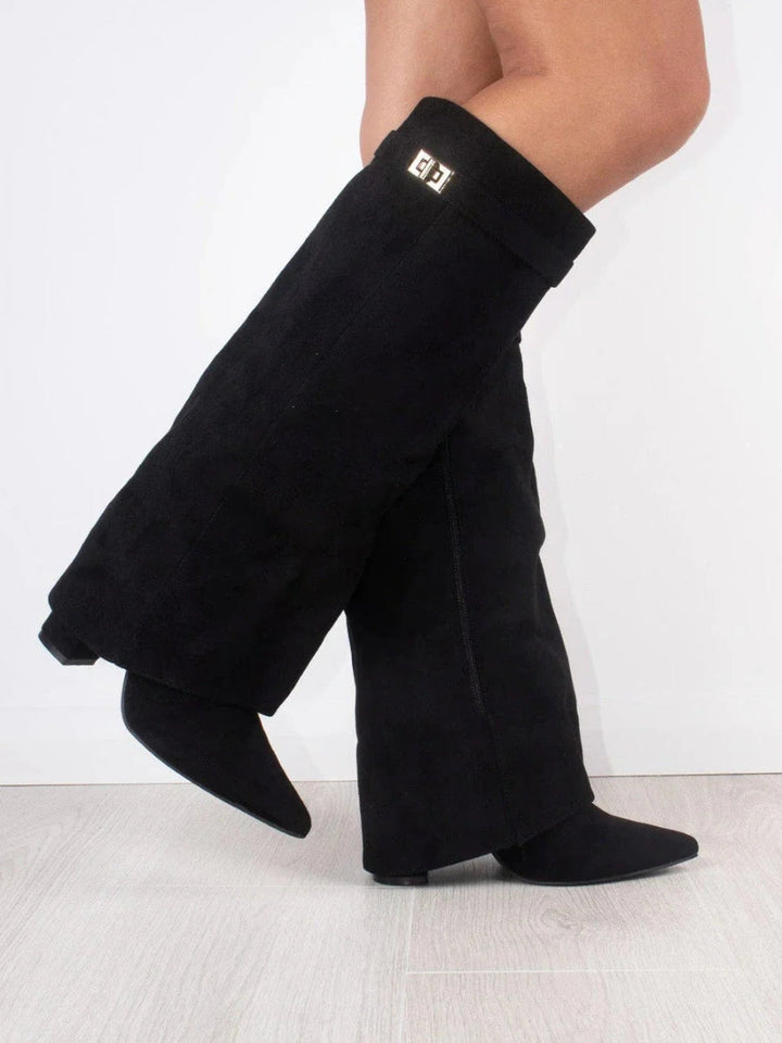 Camden | Women’s Tall Black Boots with Buckle Detail