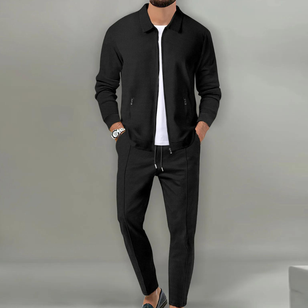 Elvoro | Men’s Two-Piece Set featuring zip jacket and tapered trousers