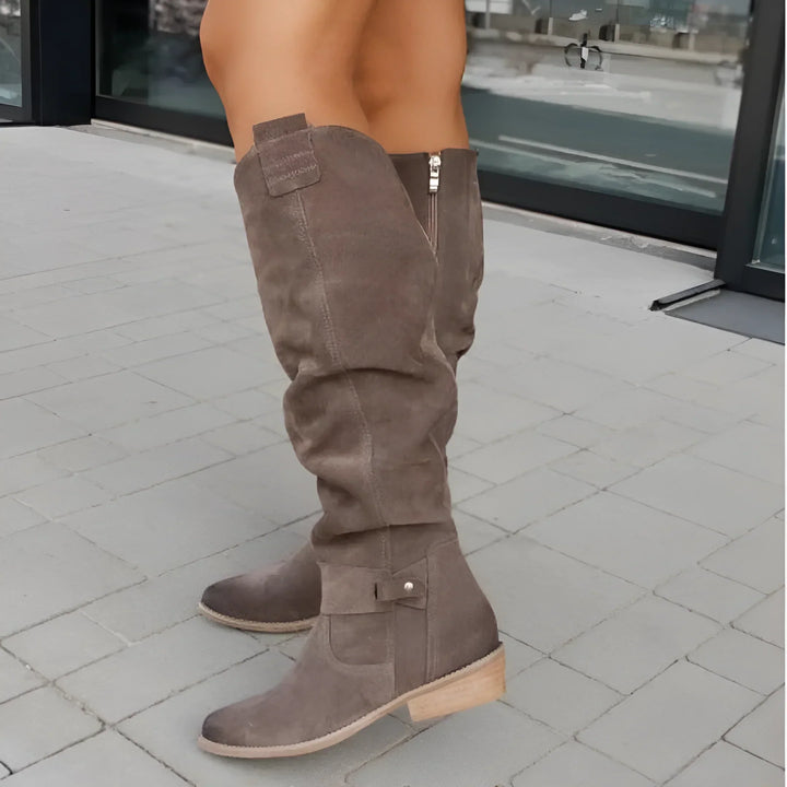 Elina | Women’s Knee High Boots with Soft Suede Look