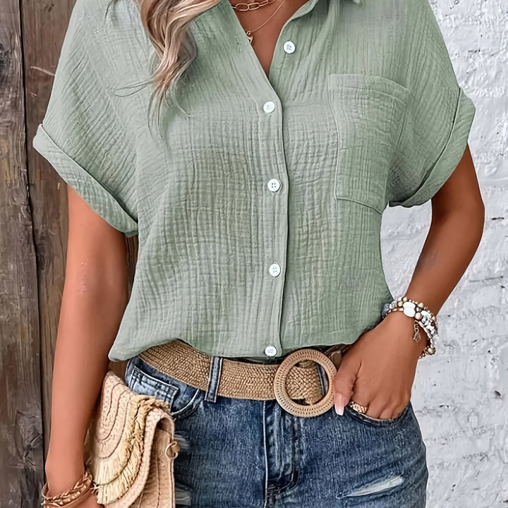 Mirevyn | Women’s Button-Up Shirt with short sleeves and chest compartment