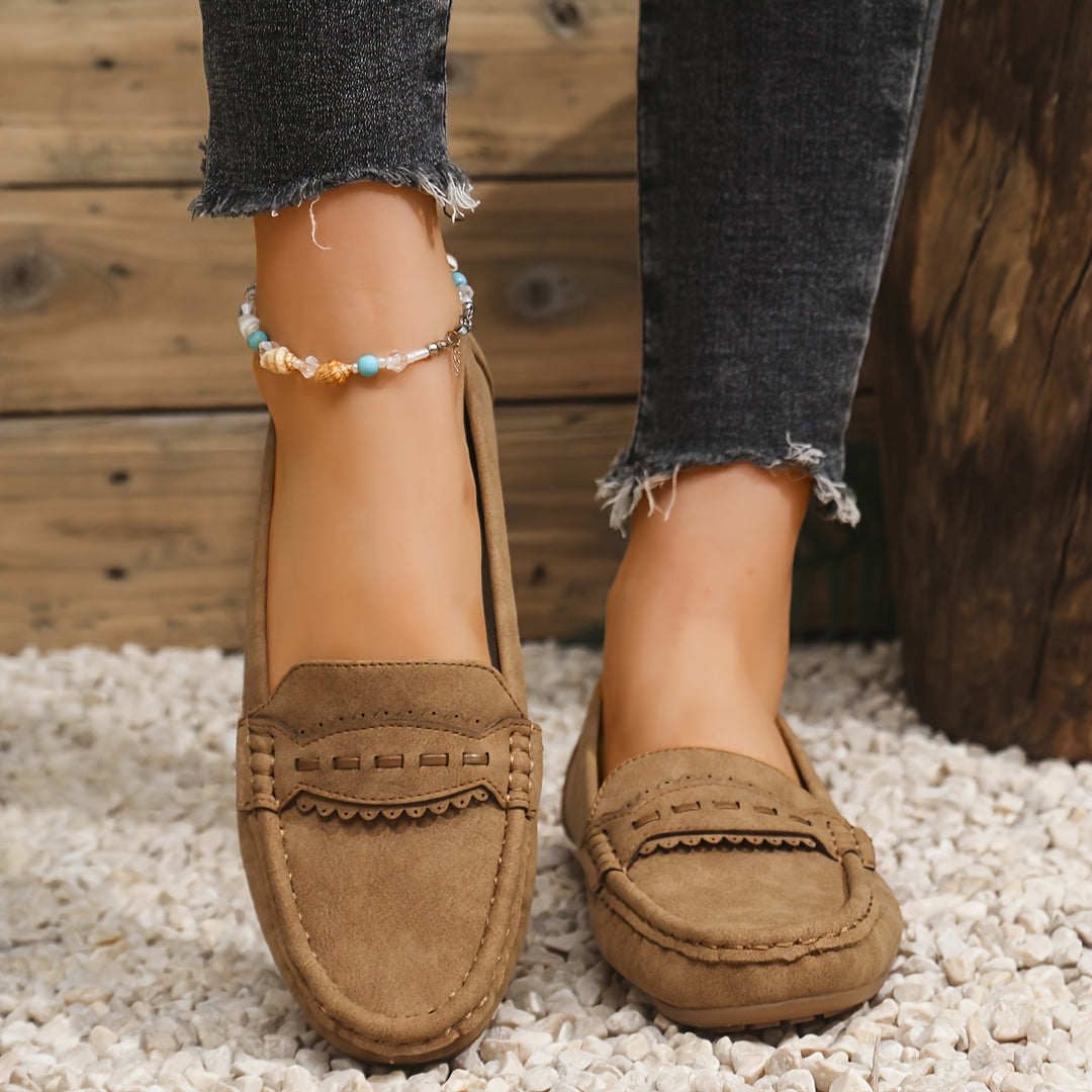 Orvessa | Women’s Slip-On Loafers with stitched detail and low-profile visual