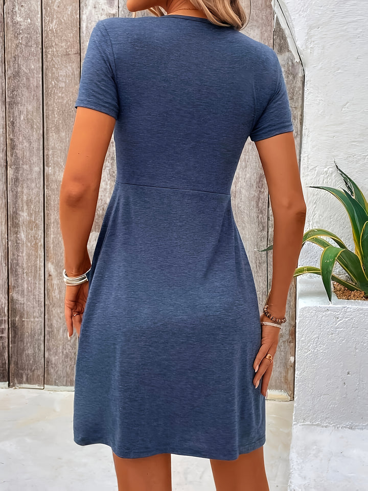 Lurina | Women’s V-Neck Dress with twist-front detail and short arm coverage