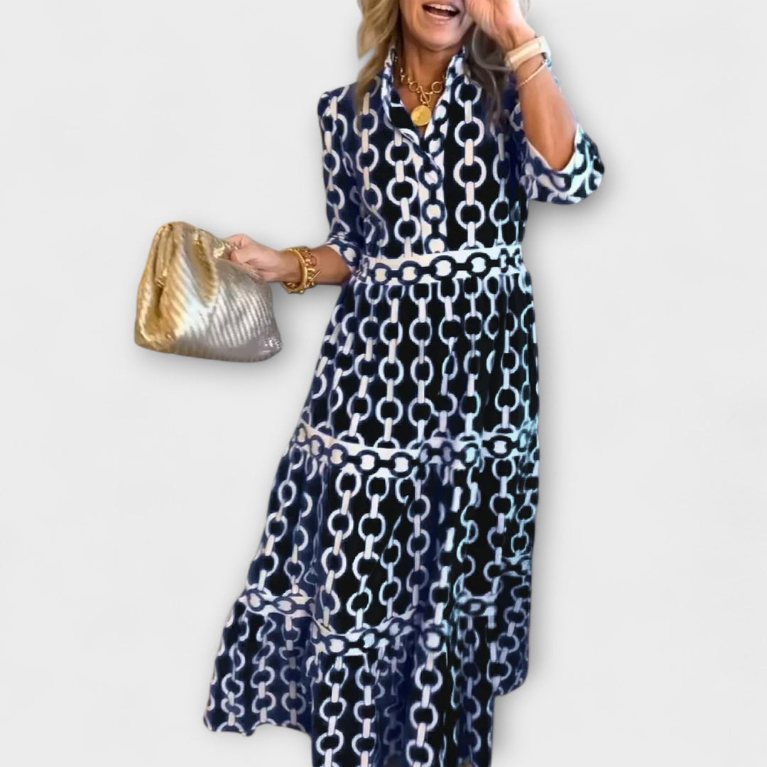 Camilla | Women’s Chain Print Midi Dress for Smart Days