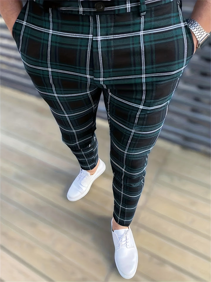 Kelvorn | Men’s Checked Trousers with tapered fit and modern frame