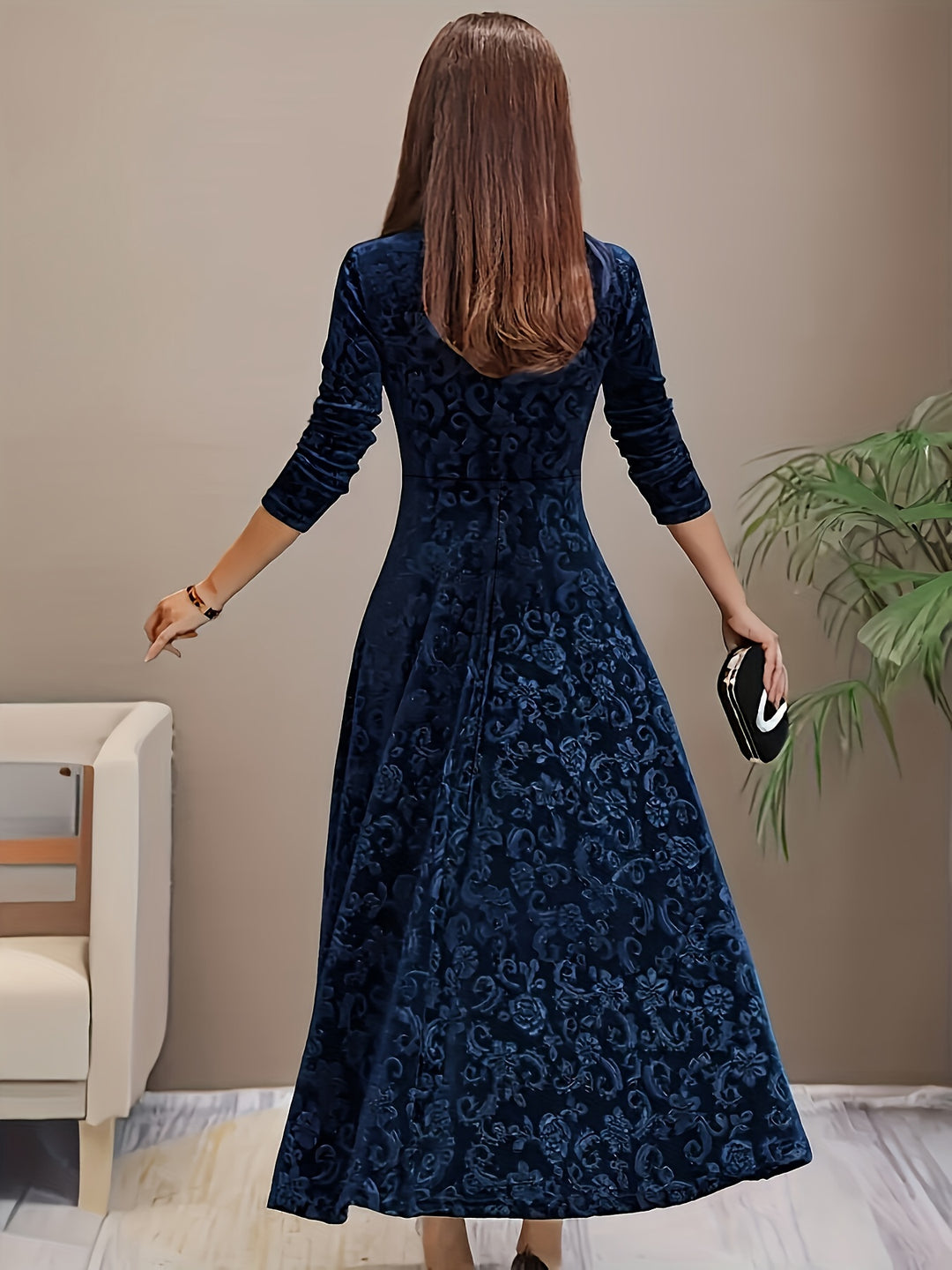 Elarisse | Women’s Midi Dress with square neckline and elegant drape