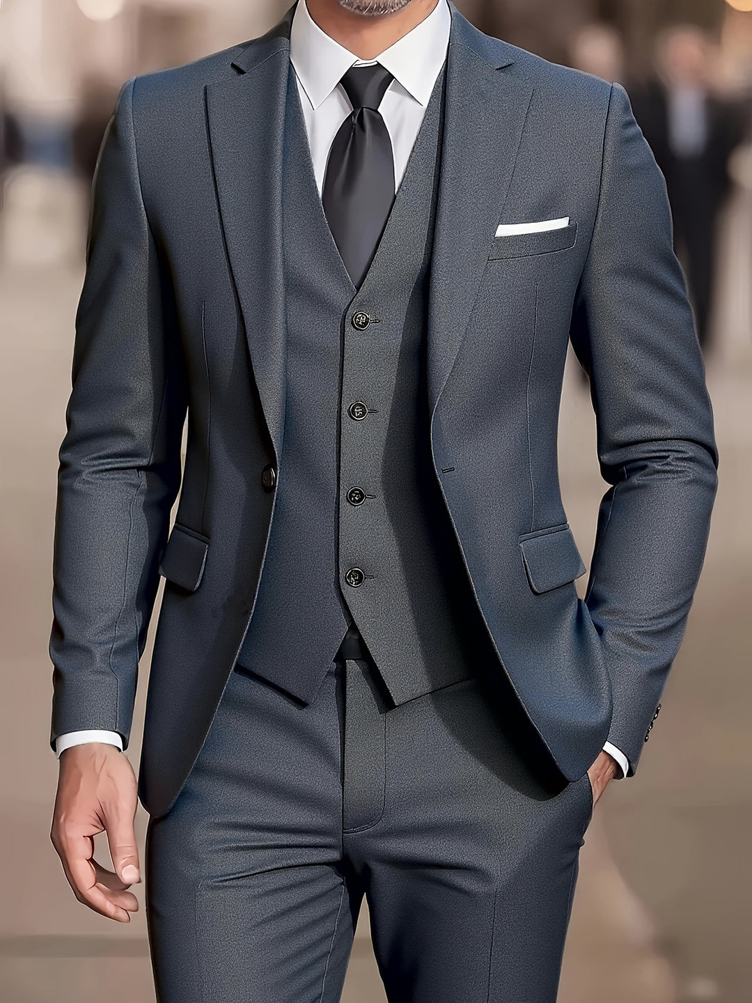 Valmor | Men’s Three-Piece Suit featuring a refined trim outline