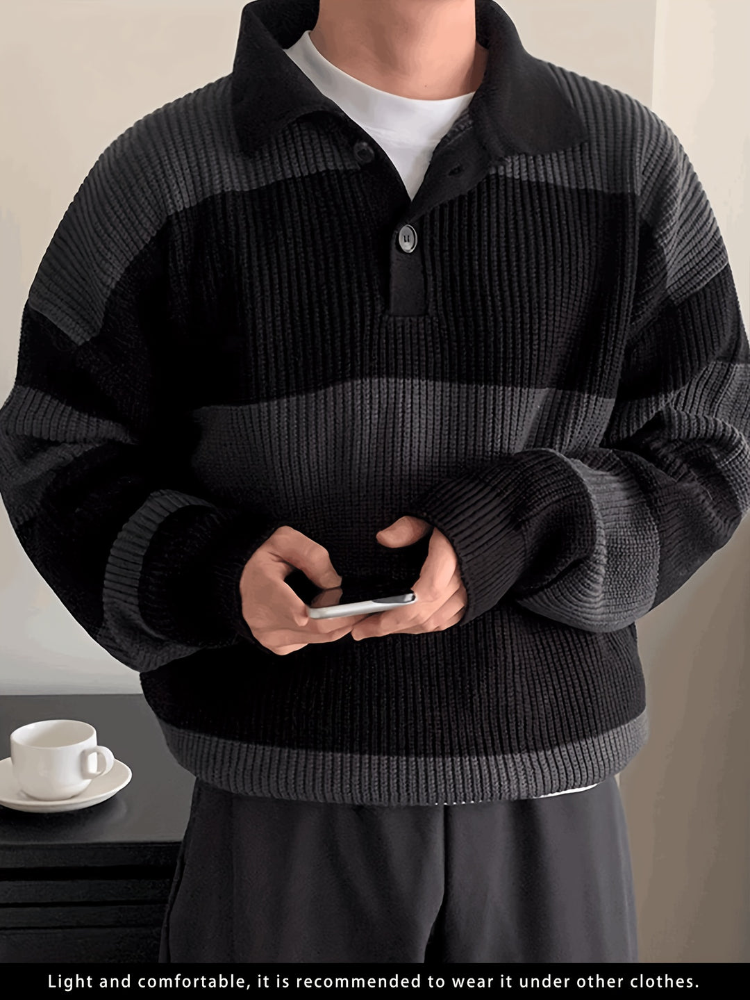 Orvane | Men’s Colour Block Pullover with collared neckline