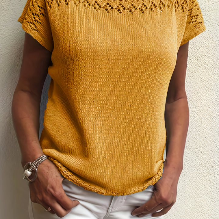 Zenvira | Women’s Short Sleeve Top with decorative pattern finish