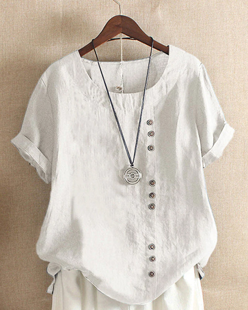 Mireya | Women’s Button Detail Top with Relaxed Form