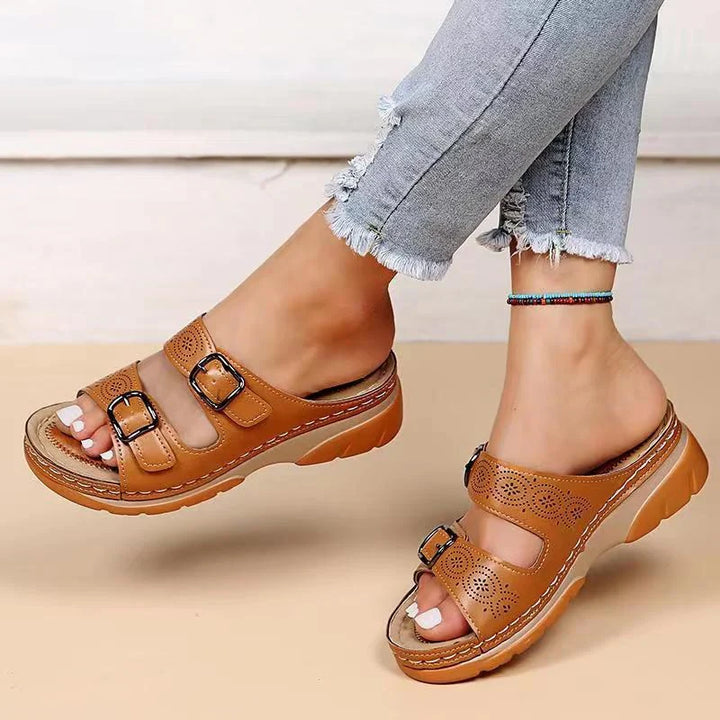 Eryndra | Women’s Slide Sandals featuring Double Buckle Design