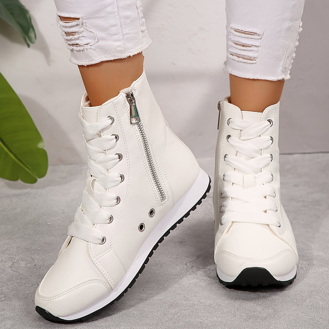 Torvessa | Women’s Lace-Up Ankle Trainers with side zip and high-top design